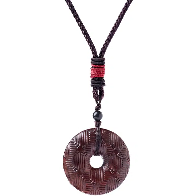 三檀小舍 平安扣转运珠新中式国潮风复古文艺转运 平安喜乐多财多福单圈简约文玩盘玩佛珠念珠#好运 紫檀属 项链 男女同款情侣款