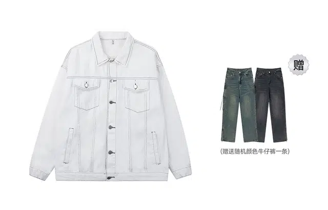 巴塞罗那足球俱乐部 多风格融合复古高级感长袖服饰牛仔外套 男女同款