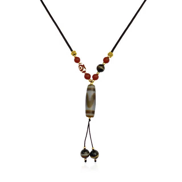 玉临门 国潮小众吉祥虎牙天珠 玛瑙 项链 男女同款情侣款 限定礼盒 适我愿兮