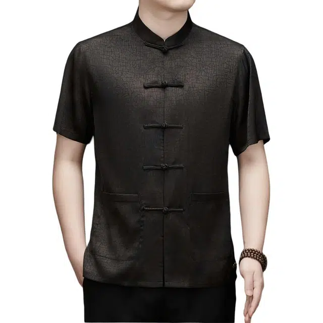 卡丹狄诺 中国风唐装夏季凉感舒适品质休闲百搭中式短袖衬衫 男款