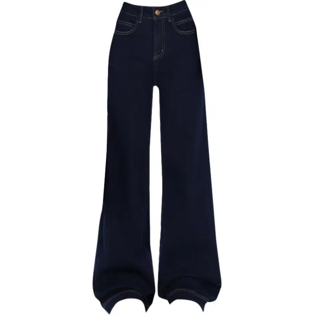 拾籍 美式复古宽松直筒阔腿裤女时尚百搭高腰显瘦弹力休闲拖地牛仔裤 女款