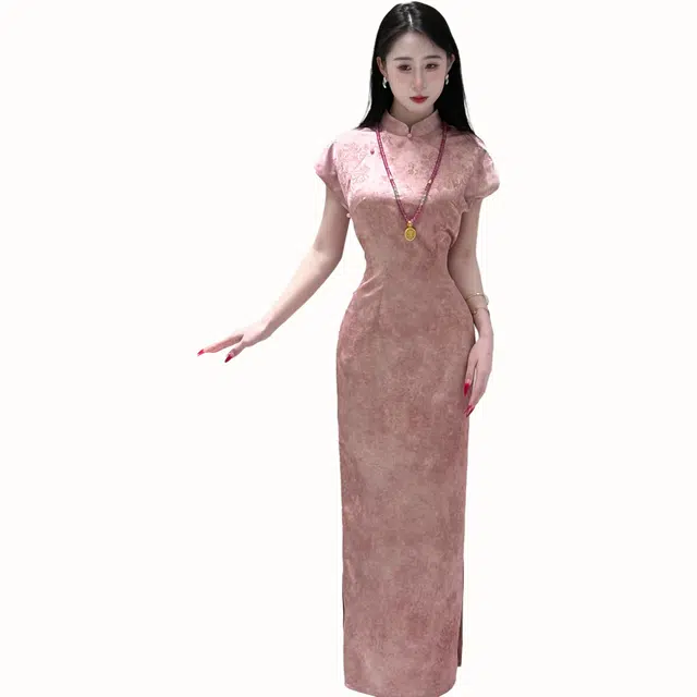 敲模女孩 新中式国风改良旗袍少女感修身收腰气质短袖连衣裙 女款