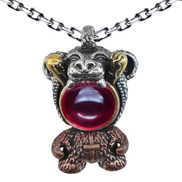 【免费刻字】 白木黑冰 熊小兔 可动  新中式原创小众设计高级感    礼盒装 银合金 铜 项链 男女同款情侣款