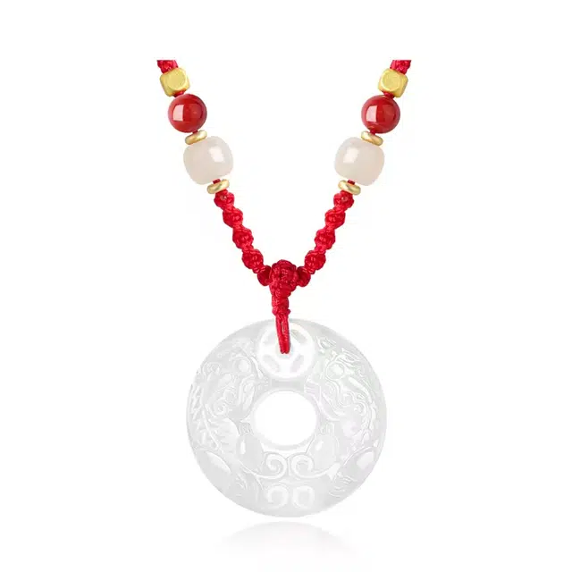 【官方已过香】 普陀山文创 招财纳福吞金貔貅平安扣 聚财转运编绳新中式本命年#好运 玛瑙 玉石项链 男女同款情侣款