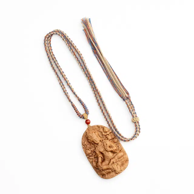 仙源 文殊菩萨 诸事顺利平安喜乐新中式福禄吉祥小众诸事顺利#好运脖挂手编绳中式 檀木 木作项链 男女同款情侣款