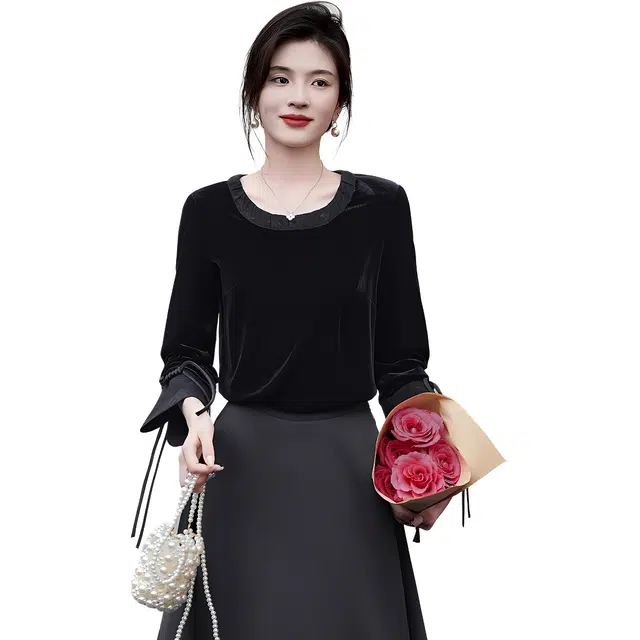 【dme】 纯色休闲通勤长袖衬衫 女款 黑色