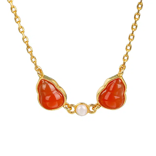 小银匠 葫芦福禄福气满满福禄成双民族风复古气质国潮百搭古风 玛瑙 项链 女款