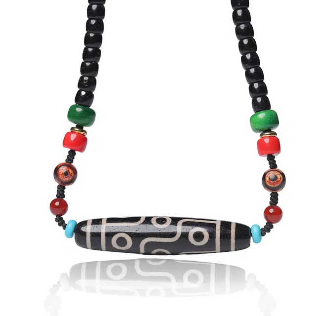 古禾 藏式民族风九眼天珠转运平安 玛瑙 项链 男女同款情侣款