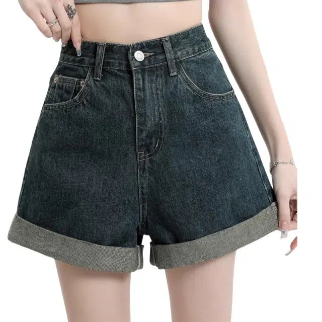 北极绒 简约舒适百搭高腰时尚牛仔短裤 女款