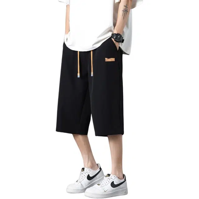 顶峰保罗 冰丝薄款速干潮牌运动七分裤凉感宽松直筒休闲短裤 男女同款