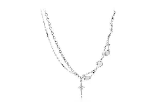 大唐国鼎 白月光十字架甜酷辣妹风小众精美造型设计高级甜蜜饰爱 轻奢可调节通勤 合金 锆石 项链 女款