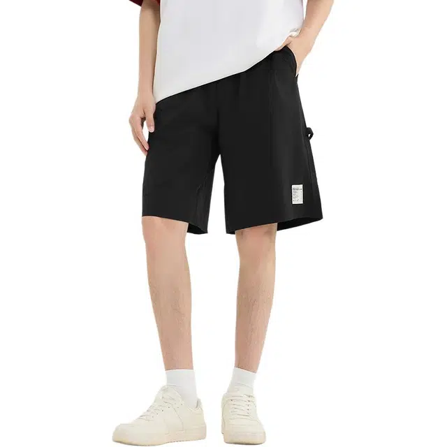 三福 宽松橡筋腰夏季直筒裤中腰五分裤休闲短裤 男款