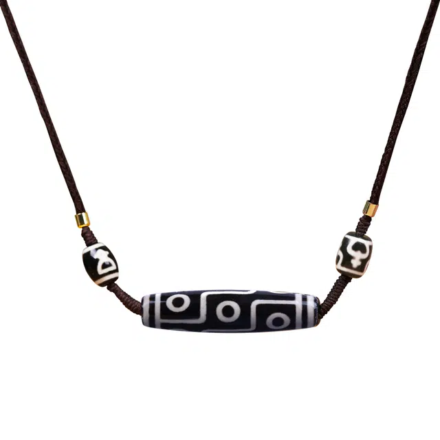 千玺世家 好运招财藏式复古财神九眼天珠 平安纳福转运小众设计 玛瑙 项链 男女同款情侣款