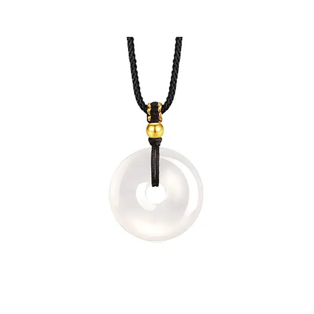 周百福 国潮新中式 时尚简约大气轻奢小众 平安纳福  日常通勤百搭平安扣#好运 玉髓 项链 男女同款情侣款