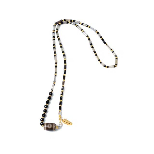 【万事顺利年年红】 玉临门 招财进宝 中式藏饰 地门二眼 复古民族风个性首饰#好运 玛瑙 玉石项链 男女同款情侣款