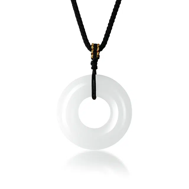 梦金园 平安扣 江南烟雨清雅大气 高级百搭细腻 新中式轻奢精致平安顺遂#好运 天山翠 玉石项链 女款