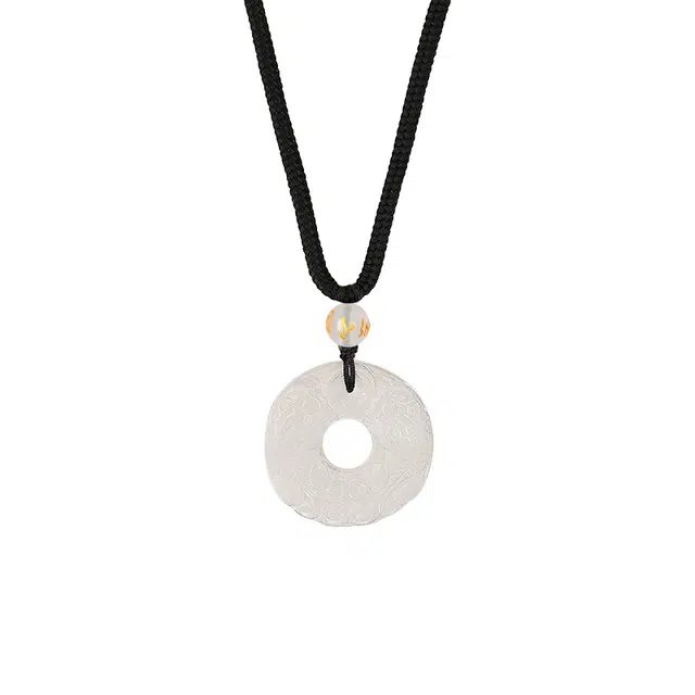 醉倾城 六字真言平安扣 新中式国潮复古精致时尚简约大气温婉优雅轻奢高级感 手工编织绳 黑曜岩 玉髓 项链 男女同款情侣款