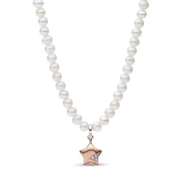 Pandora Star Pearl Necklace Rose Gold