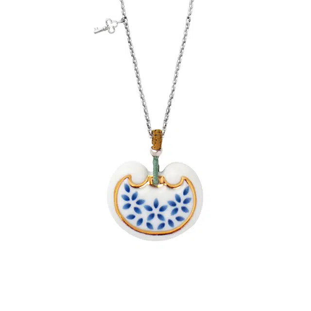 凡华造物 青花蔓草如意锁 简约轻奢高级感 陶瓷 项链 女款