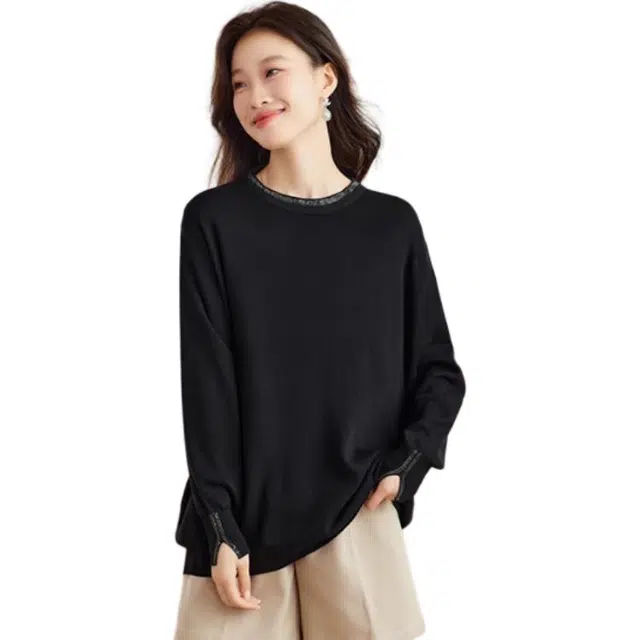 曲韩 长袖休闲简约针织衫 女款