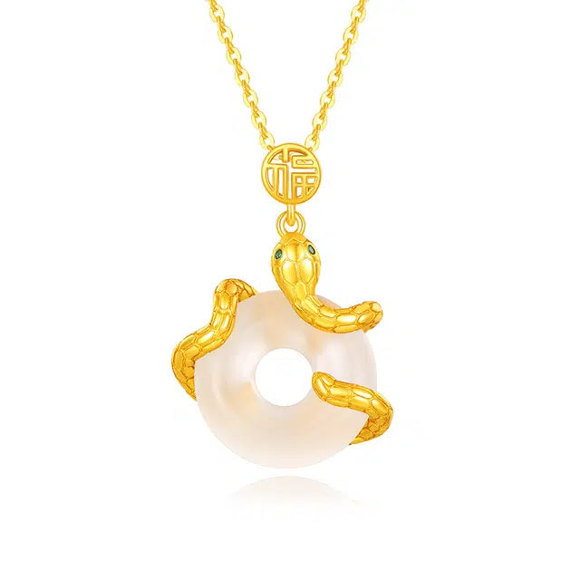 金六福吉祥 福气满满 平安吉祥 灵蛇献瑞 简约小众设计高级感#好运 玉髓 项链 男女同款情侣款
