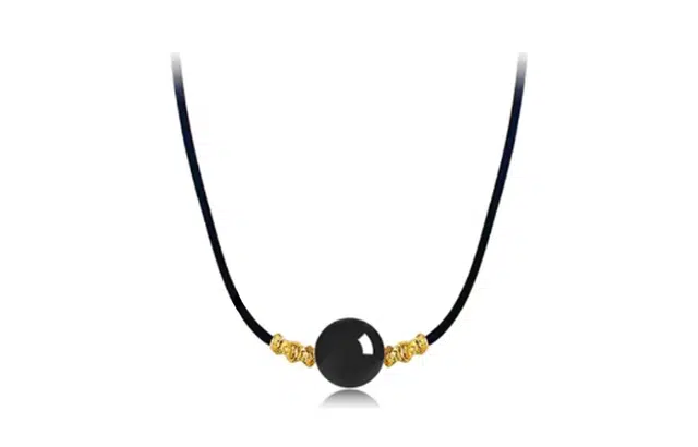 尚银福 珠事顺利 国潮新中式时尚复古轻奢高级感 相思豆红豆生南国寓意锁骨链 织物 项链 男女同款情侣款