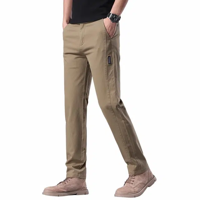 华夏儿女 夏季薄款纯棉卡其宽松西裤高端潮牌弹力修身直筒商务休闲裤 男女同款