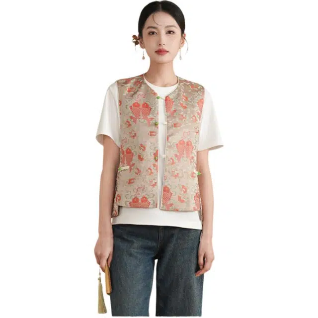 荟萃阁 新中式民族风复古重工刺绣开衫上衣马甲 女款