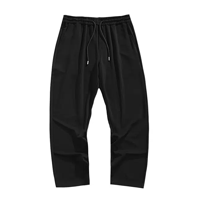 隐狼世家 弹力抽绳微锥直筒纯色中腰休闲裤 男款