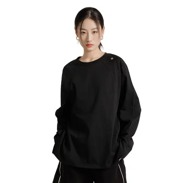 美力城 纯色圆领质感高级感复古风卫衣 女款