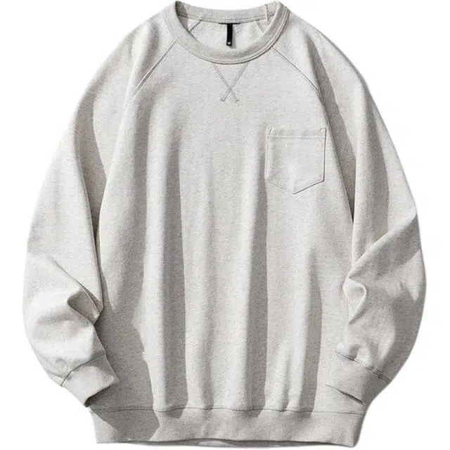 颂希尔 重磅美式复古港风线条拼接设计感圆领秋季潮牌简约情侣装卫衣 男女同款