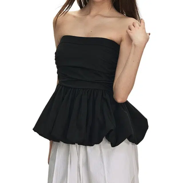 小卷要加油 褶皱拼接花苞无袖背心女夏季设计感小众独特衣服潮抹胸  女款