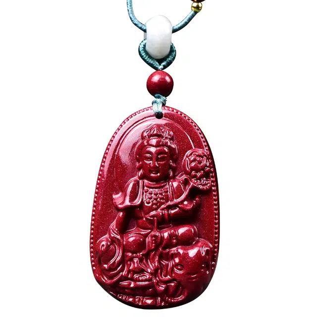 翠雅金楼 本命年生肖蛇守护神 紫砂普贤菩萨 国潮复古新中式立体精雕招财转运#好运 再造辰砂朱砂 项链 男女同款情侣款