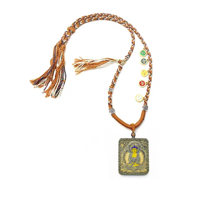 【蛇年本命佛】 玉临门 好运常伴 唐卡盒吊坠盒子金刚杵 吊坠手绘唐卡描金财神守护神民族风吊坠#好运 合金 项链 男女同款情侣款