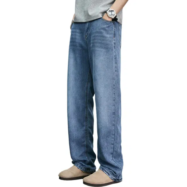 隐狼世家 美式复古夏季潮流宽松中腰长裤牛仔裤 男款