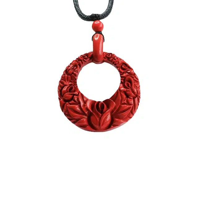 大唐国鼎 玫瑰花 新中式 小众设计 国潮宫廷风 精致纹理 招财纳福 旺事业/学业/爱情/本命年/财运 好运 朱砂 项链 男女同款情侣款