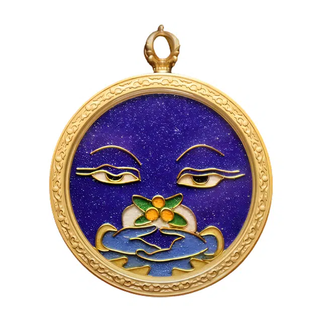 玉临门 国潮复古药师佛唐卡 合金 项链 男女同款情侣款 礼盒