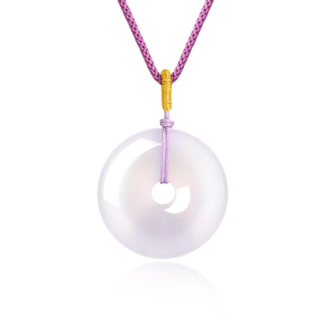 金六福吉祥 月下紫罗兰平安扣 招财转运 水润新中式国潮编绳 礼盒 #好运 玉髓 项链 男女同款情侣款