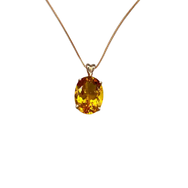 迈奇的礼物 紫黄晶吊坠纯银戒面级切工宝石锁骨链 水晶 项链 女款