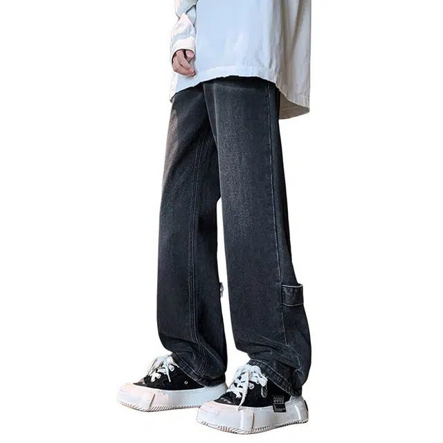 佐菲利 美式复古街头直筒休闲牛仔裤 男女同款