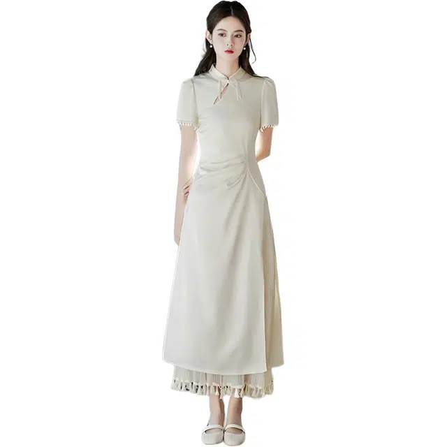 丝絮丝绸 新中式国风气质旗袍简约百搭时尚半身裙裙装套装 女款