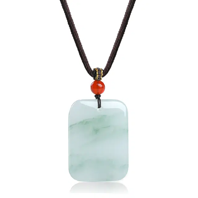 印象眸 玉无事牌 新中式古风经典无饰牌玉吊坠 天山翠 项链 男女同款情侣款 礼品 礼盒包装