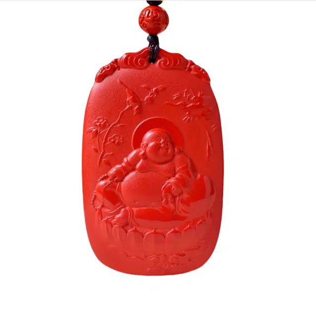 静汝玉 诸事顺利弥勒佛#好运 朱砂 玉石项链 男女同款情侣款