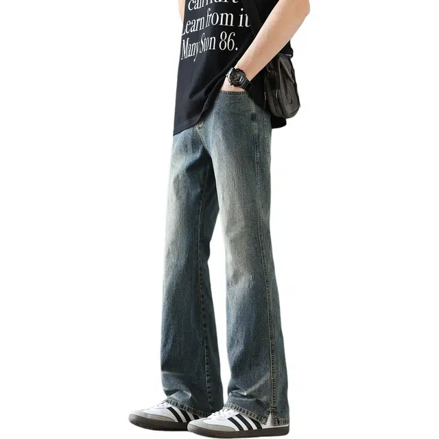 瑞梵帝斯 复古薄款美式高街宽松宽松直筒百搭牛仔裤 男款