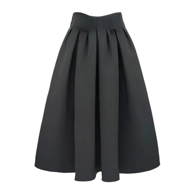 桴生 中长款赫本显瘦百褶半身裙高腰纯色网红小香风裙休闲长裙 女款