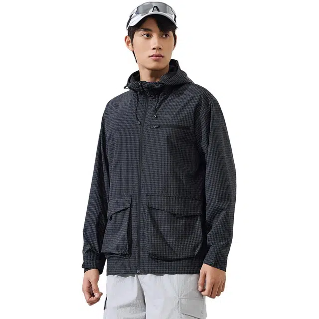 超级安踏 运动休闲简约纯色连帽宽松夹克外套 男款 素净灰