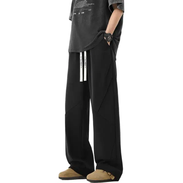 图兰朵 夏季美式复古个性小众设计感基础款宽松廓形高级感垂感拖地阔腿无性别主义直筒休闲裤 男女同款