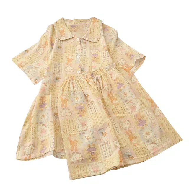 俏韵 翻领卡通夏季甜美可爱短袖短裤夏天休闲舒适薄款家居服可外穿睡衣套装 女款