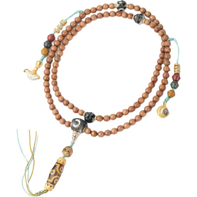 三檀小舍 藏式民族风天珠香韵醇厚老料檀香国风新中式复古风转运 小众高级轻奢#好运 檀木 项链 男女同款情侣款