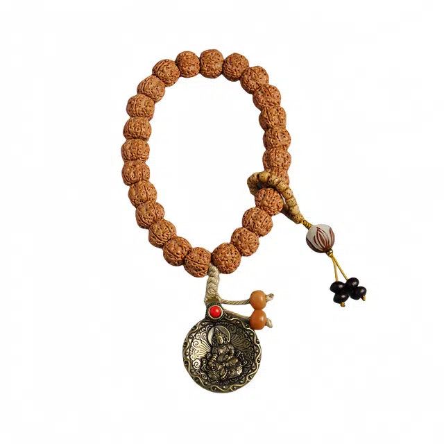 宣华意 新中式国潮念佛珠跑环小莲花藏式财神文玩#好运 金刚菩提 手串 男款